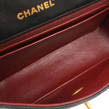 Chanel 1991-1994 Black Lambskin Single Flap Shoulder Bag