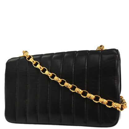 Chanel Black Lambskin Straight Flap Shoulder Bag