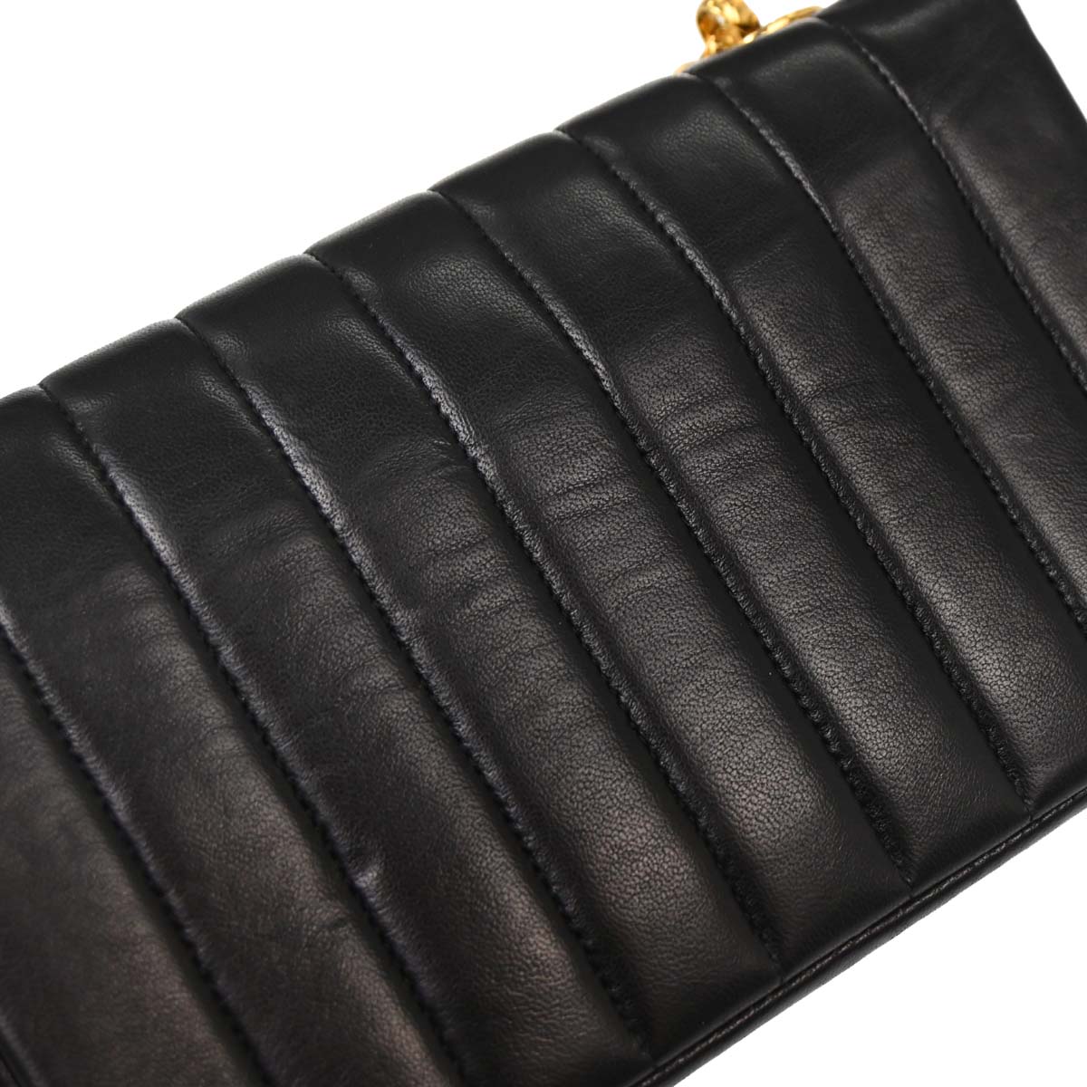 Chanel Black Lambskin Straight Flap Shoulder Bag