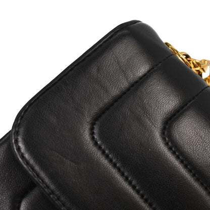 Chanel Black Lambskin Straight Flap Shoulder Bag