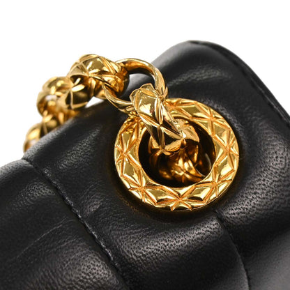 Chanel Black Lambskin Straight Flap Shoulder Bag