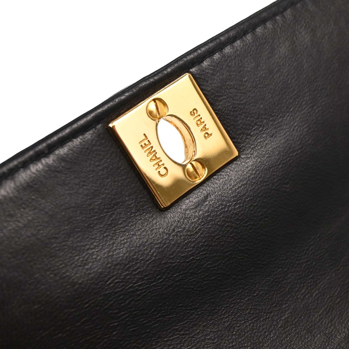 Chanel Black Lambskin Straight Flap Shoulder Bag