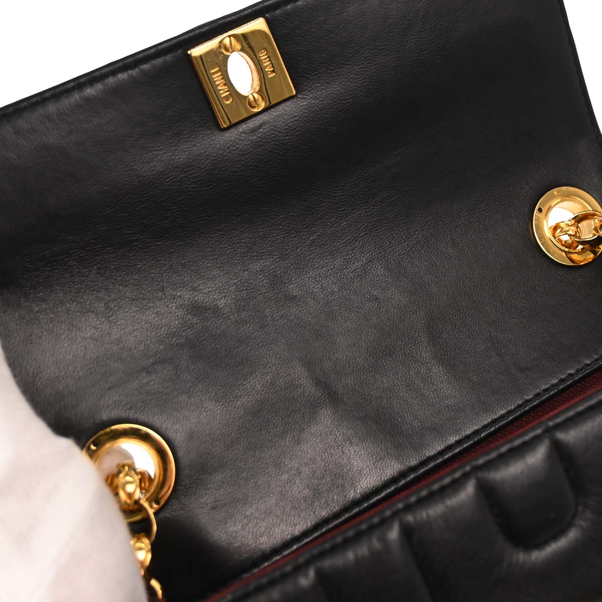 Chanel Black Lambskin Straight Flap Shoulder Bag