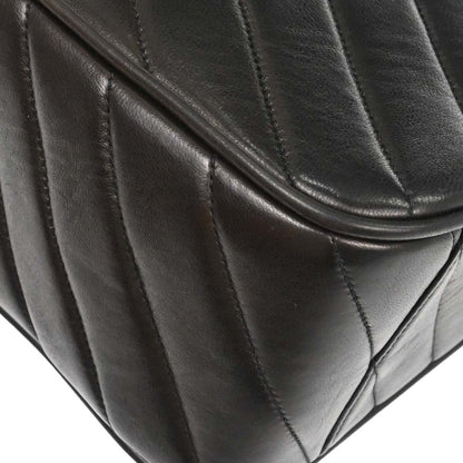 Chanel Black Lambskin Chevron Maxi Classic Flap Shoulder Bag