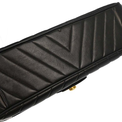 Chanel Black Lambskin Chevron Maxi Classic Flap Shoulder Bag