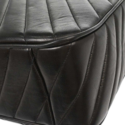 Chanel Black Lambskin Chevron Maxi Classic Flap Shoulder Bag