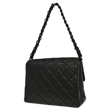 Chanel Black Lambskin Acrylic Chain Straight Flap Handbag