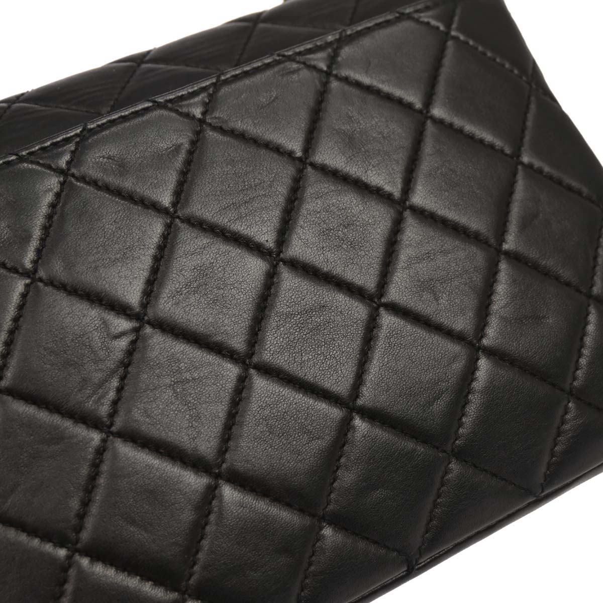 Chanel Black Lambskin Acrylic Chain Straight Flap Handbag