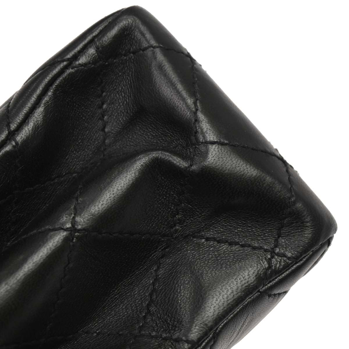 Chanel Black Lambskin Acrylic Chain Straight Flap Handbag