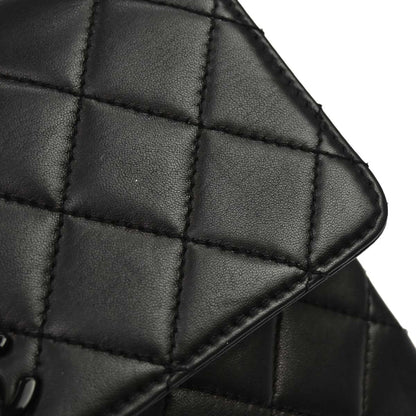 Chanel Black Lambskin Acrylic Chain Straight Flap Handbag