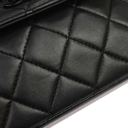 Chanel Black Lambskin Acrylic Chain Straight Flap Handbag
