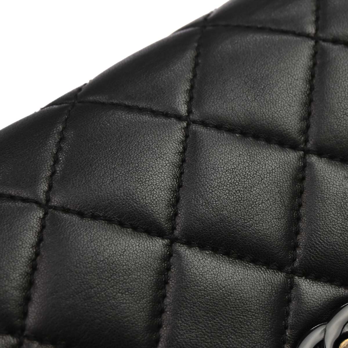 Chanel Black Lambskin Acrylic Chain Straight Flap Handbag