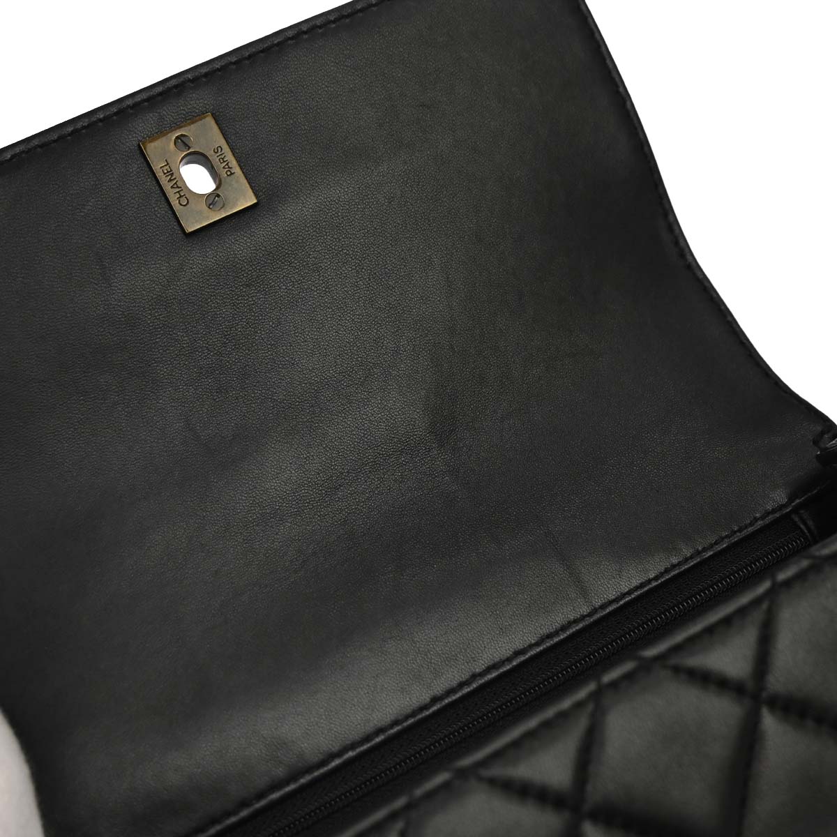 Chanel Black Lambskin Acrylic Chain Straight Flap Handbag