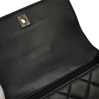 Chanel Black Lambskin Acrylic Chain Straight Flap Handbag