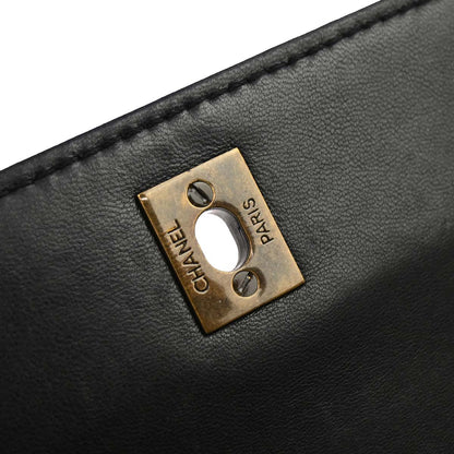 Chanel Black Lambskin Acrylic Chain Straight Flap Handbag