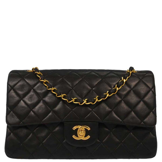 Chanel Black Lambskin Medium Classic Double Flap Shoulder Bag