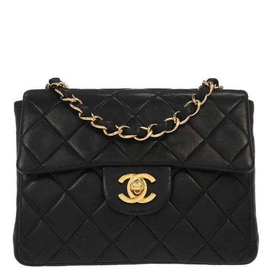 Chanel 2002-2003 Black Lambskin Mini Classic Square Flap Shoulder Bag 17