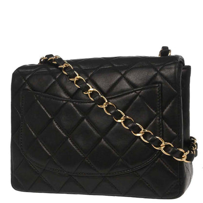 Chanel 2002-2003 Black Lambskin Mini Classic Square Flap Shoulder Bag 17