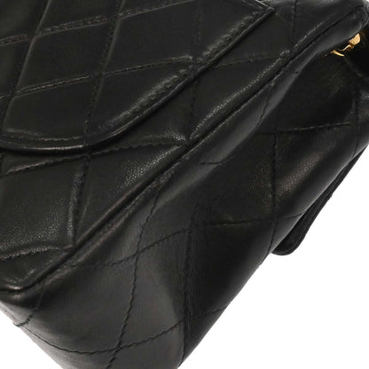 Chanel 2002-2003 Black Lambskin Mini Classic Square Flap Shoulder Bag 17