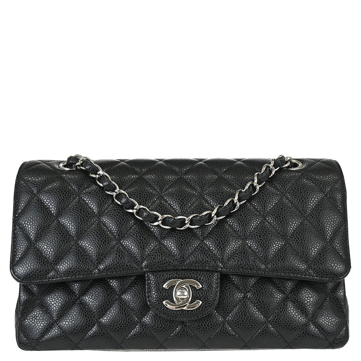 Chanel Black Caviar Skin Medium Classic Double Flap Shoulder Bag