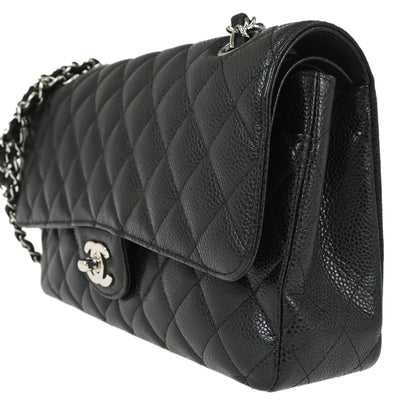 Chanel Black Caviar Skin Medium Classic Double Flap Shoulder Bag