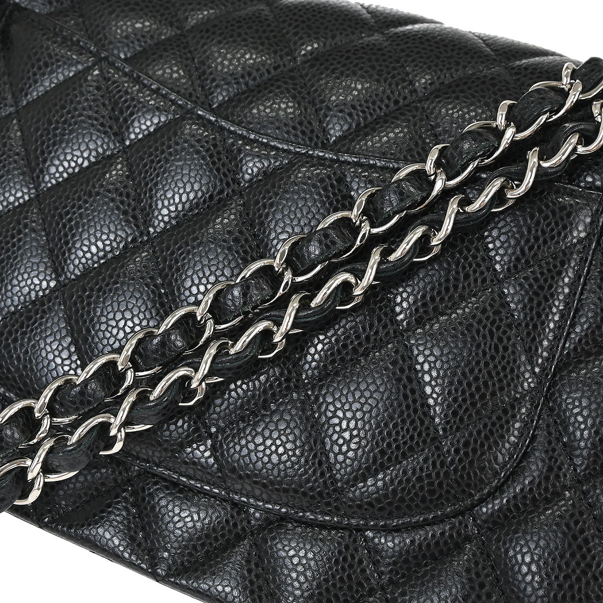 Chanel Black Caviar Skin Medium Classic Double Flap Shoulder Bag
