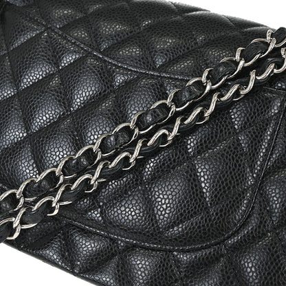 Chanel Black Caviar Skin Medium Classic Double Flap Shoulder Bag