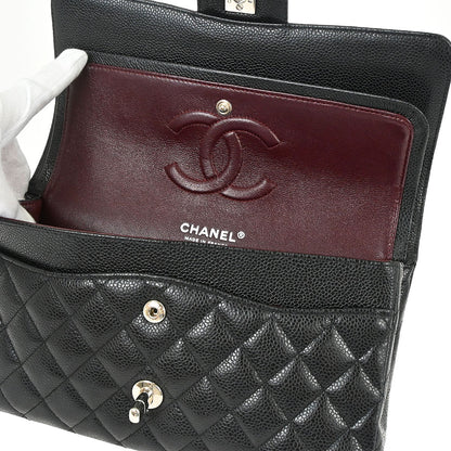 Chanel Black Caviar Skin Medium Classic Double Flap Shoulder Bag