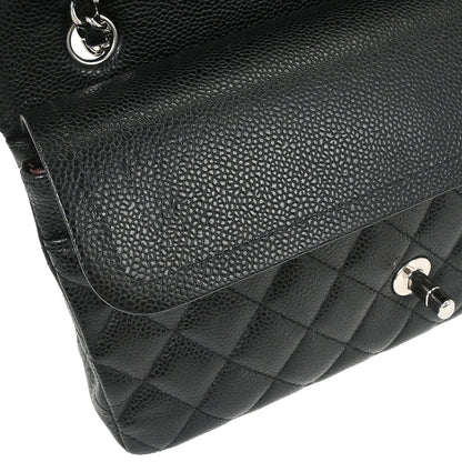 Chanel Black Caviar Skin Medium Classic Double Flap Shoulder Bag