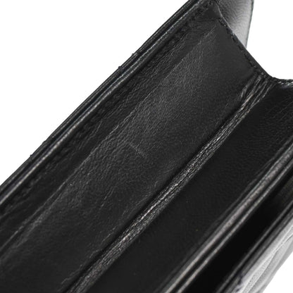 Chanel Black Lambskin Pushlock Small Full Flap Shoulder Bag