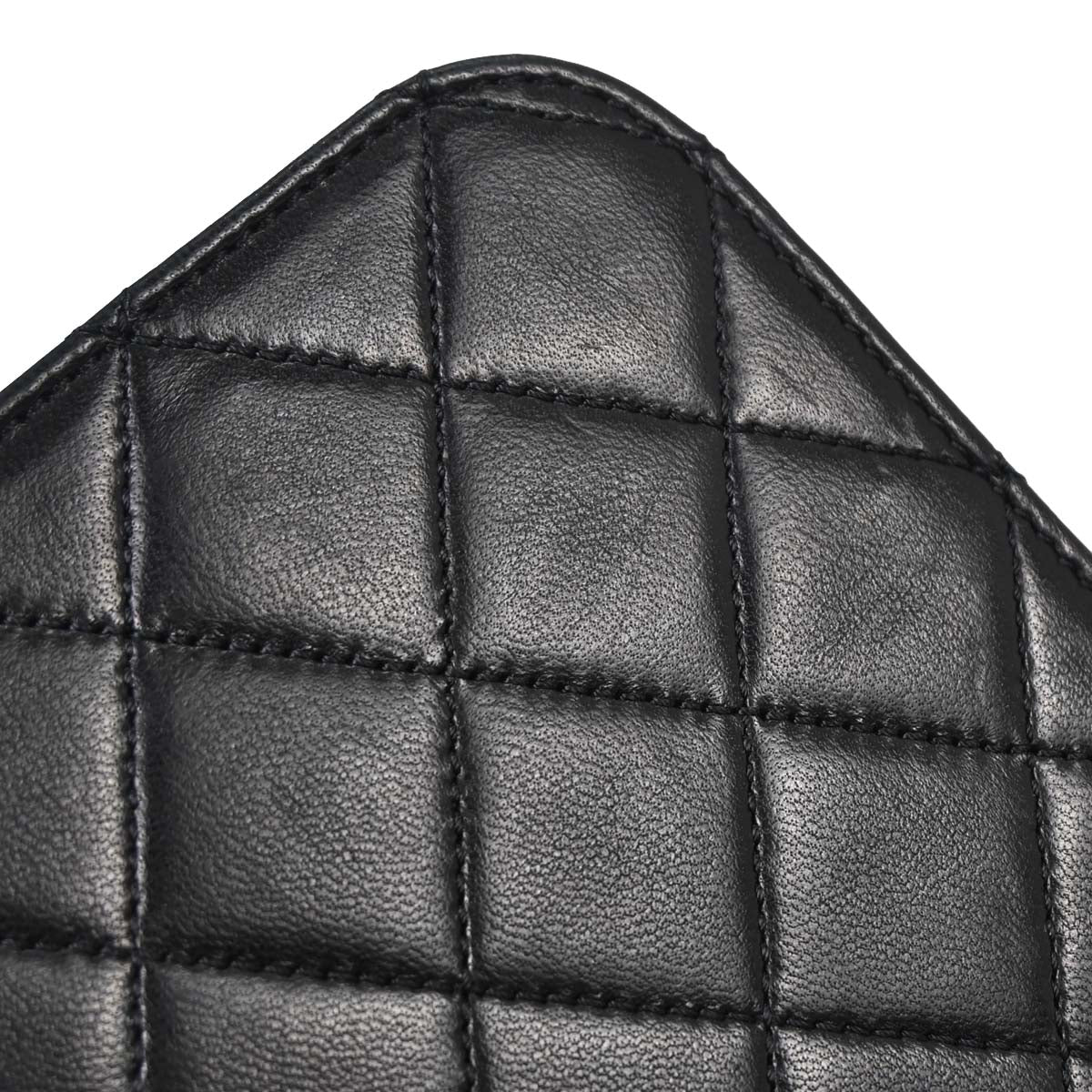 Chanel Black Lambskin Pushlock Small Full Flap Shoulder Bag