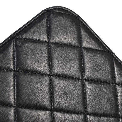 Chanel Black Lambskin Pushlock Small Full Flap Shoulder Bag