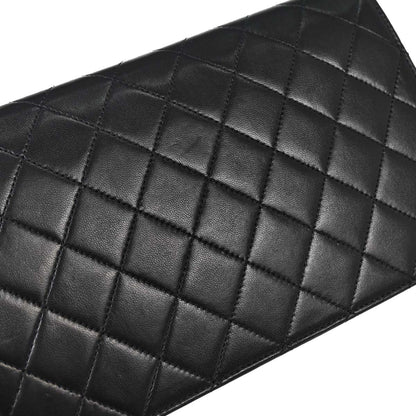 Chanel Black Lambskin Pushlock Small Full Flap Shoulder Bag