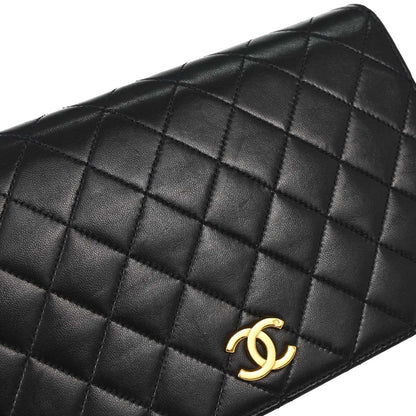 Chanel Black Lambskin Pushlock Small Full Flap Shoulder Bag
