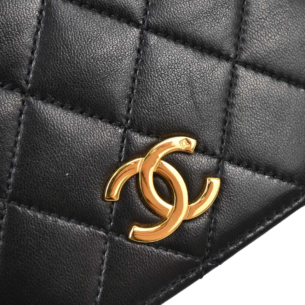 Chanel Black Lambskin Pushlock Small Full Flap Shoulder Bag
