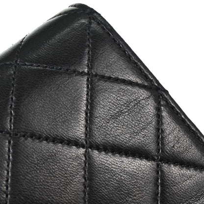 Chanel Black Lambskin Pushlock Small Full Flap Shoulder Bag