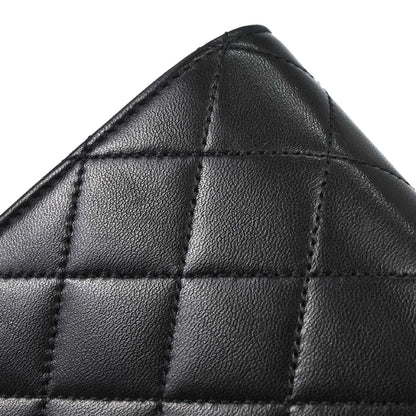 Chanel Black Lambskin Pushlock Small Full Flap Shoulder Bag