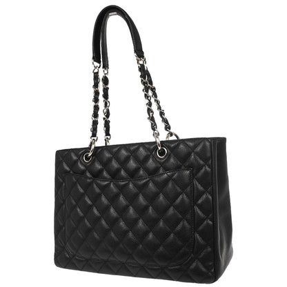 Chanel 2008-2009 Black Caviar Skin Grand Shopping Tote GST Chain Handbag