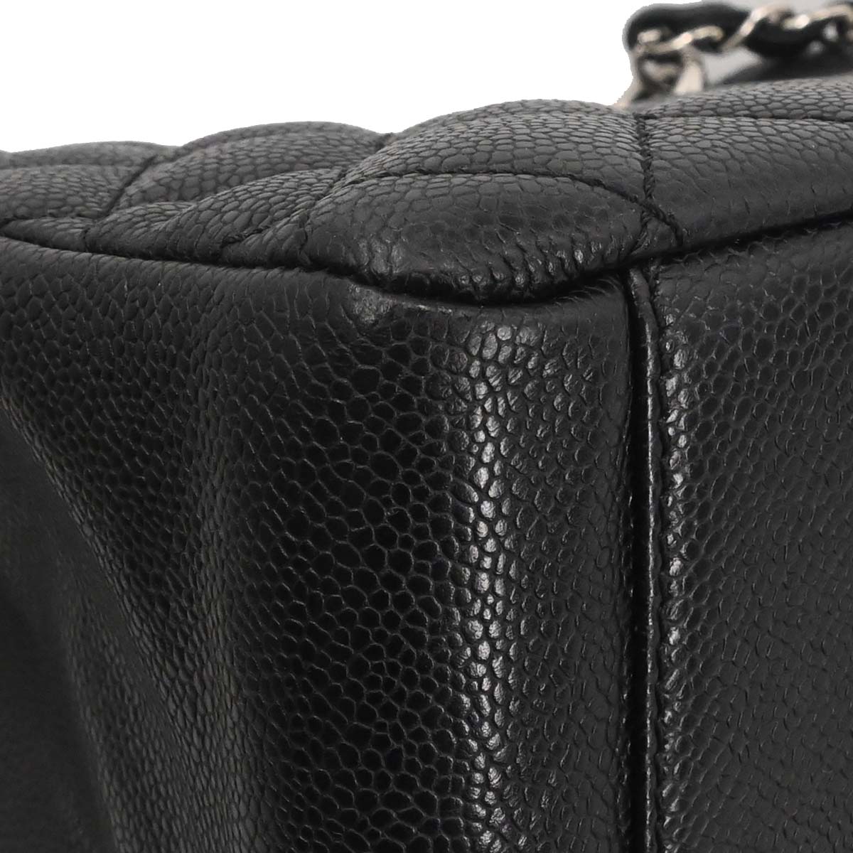 Chanel 2008-2009 Black Caviar Skin Grand Shopping Tote GST Chain Handbag