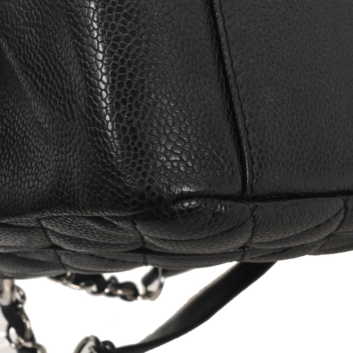 Chanel 2008-2009 Black Caviar Skin Grand Shopping Tote GST Chain Handbag