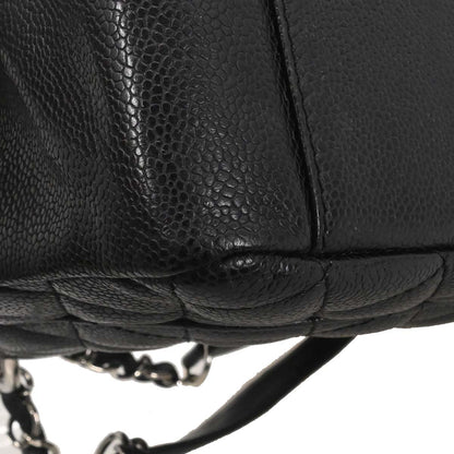 Chanel 2008-2009 Black Caviar Skin Grand Shopping Tote GST Chain Handbag