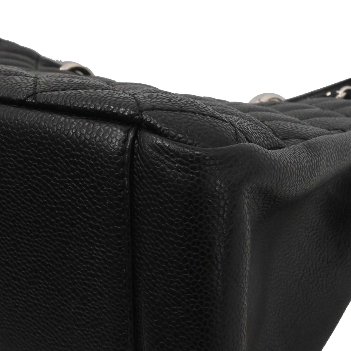 Chanel 2008-2009 Black Caviar Skin Grand Shopping Tote GST Chain Handbag