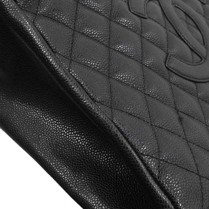 Chanel 2008-2009 Black Caviar Skin Grand Shopping Tote GST Chain Handbag