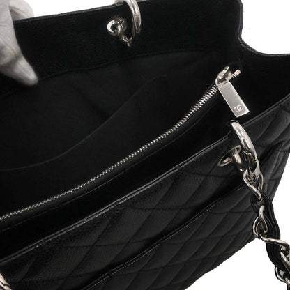 Chanel 2008-2009 Black Caviar Skin Grand Shopping Tote GST Chain Handbag