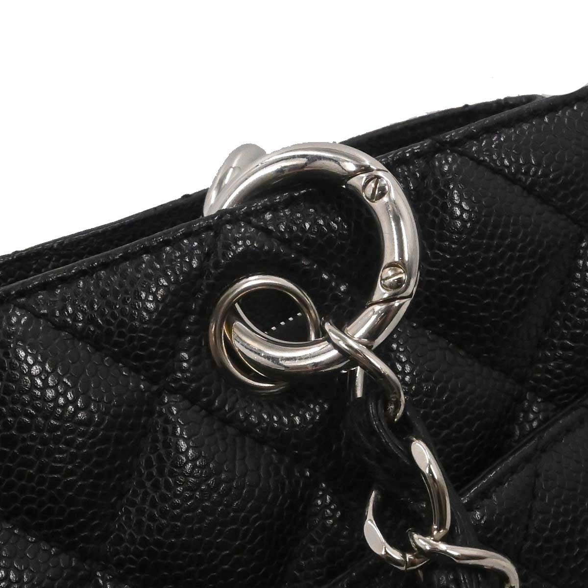 Chanel 2008-2009 Black Caviar Skin Grand Shopping Tote GST Chain Handbag