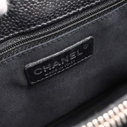 Chanel 2008-2009 Black Caviar Skin Grand Shopping Tote GST Chain Handbag