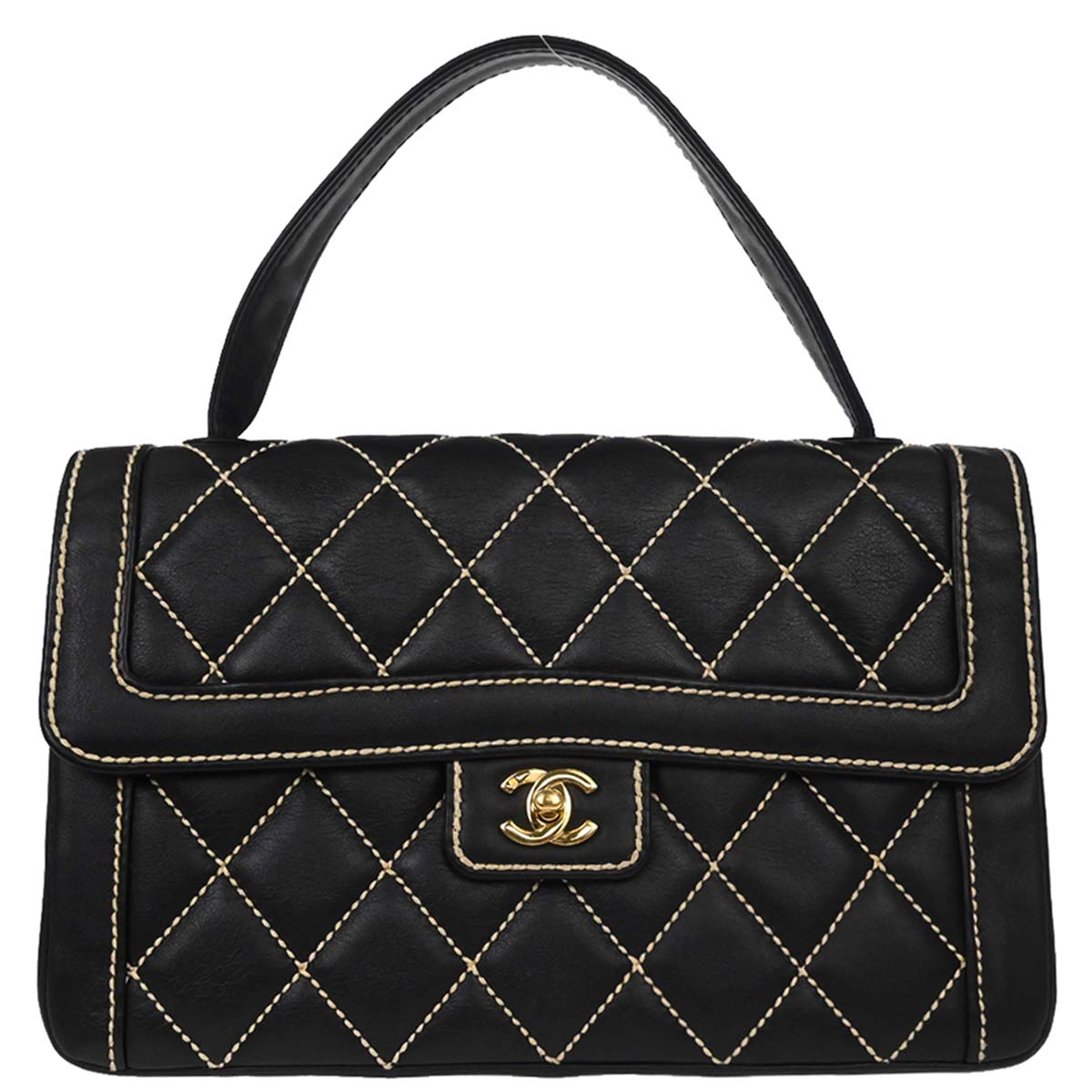 Chanel 2005-2006 Black Calfskin Wild Stitch Handbag