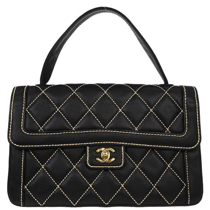 Chanel 2005-2006 Black Calfskin Wild Stitch Handbag