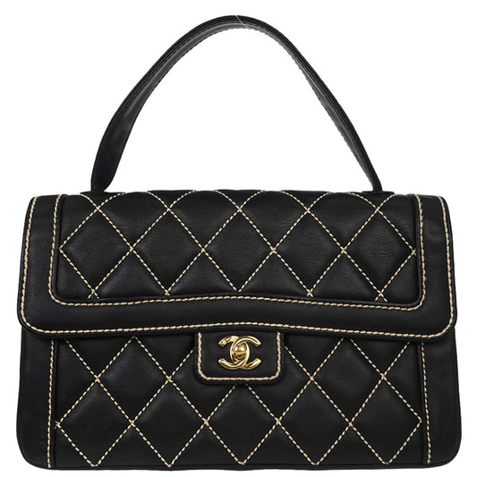 Chanel 2005-2006 Black Calfskin Wild Stitch Handbag