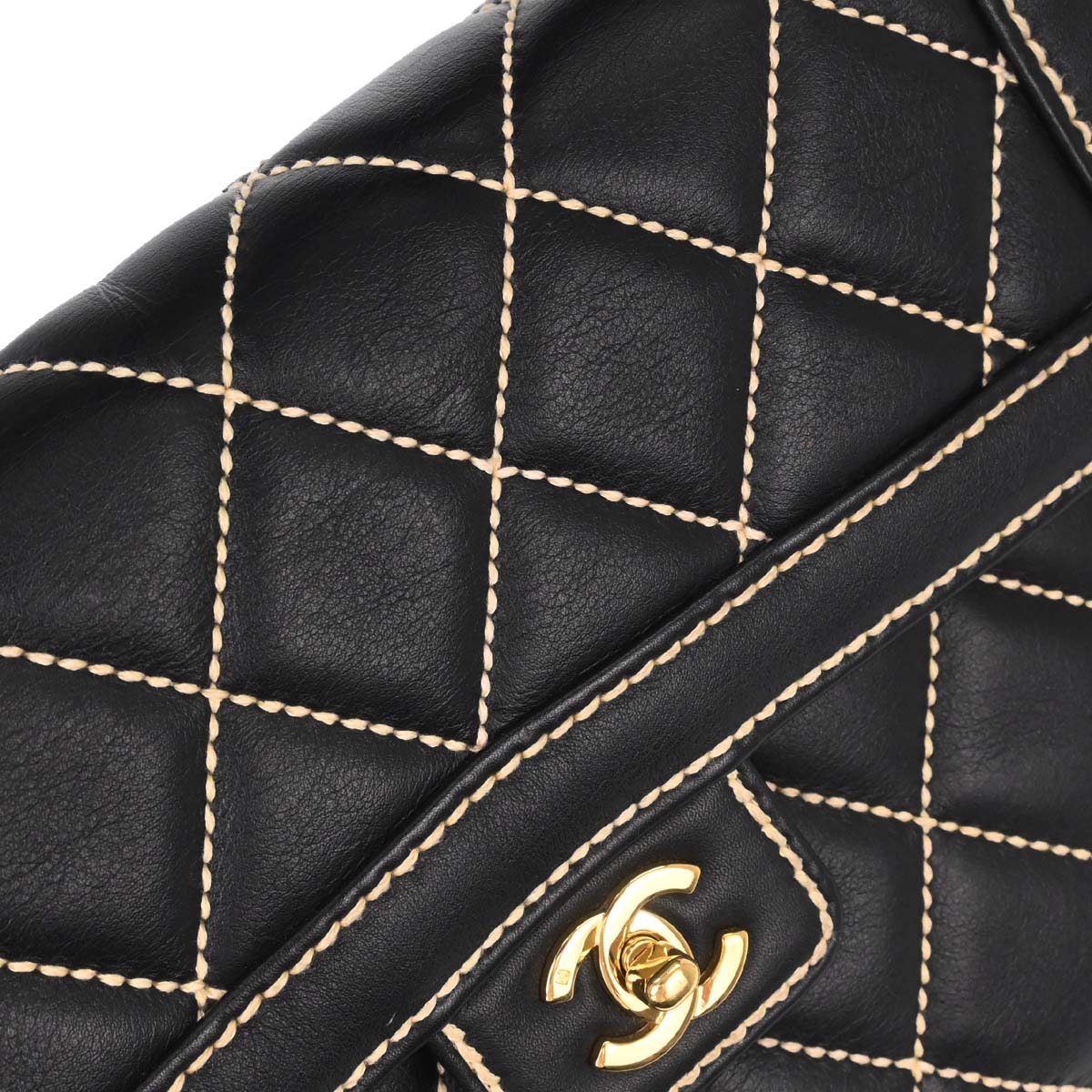 Chanel 2005-2006 Black Calfskin Wild Stitch Handbag